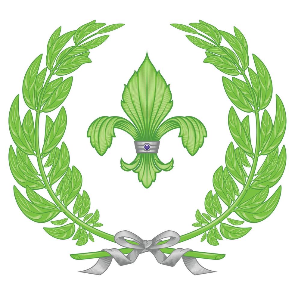 fleur de lys avec couronne de laurier vecteur