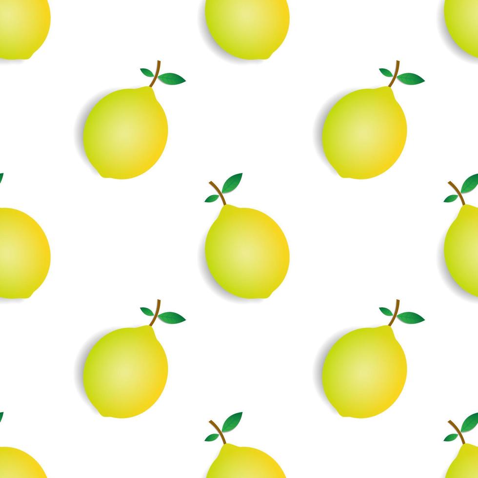 illustration vectorielle de modèle sans couture de fruit de citron jaune et de conception de feuille verte. fond jaune. conception pour papier peint, toile de fond et impression sur tissu. modèles modernes vecteur