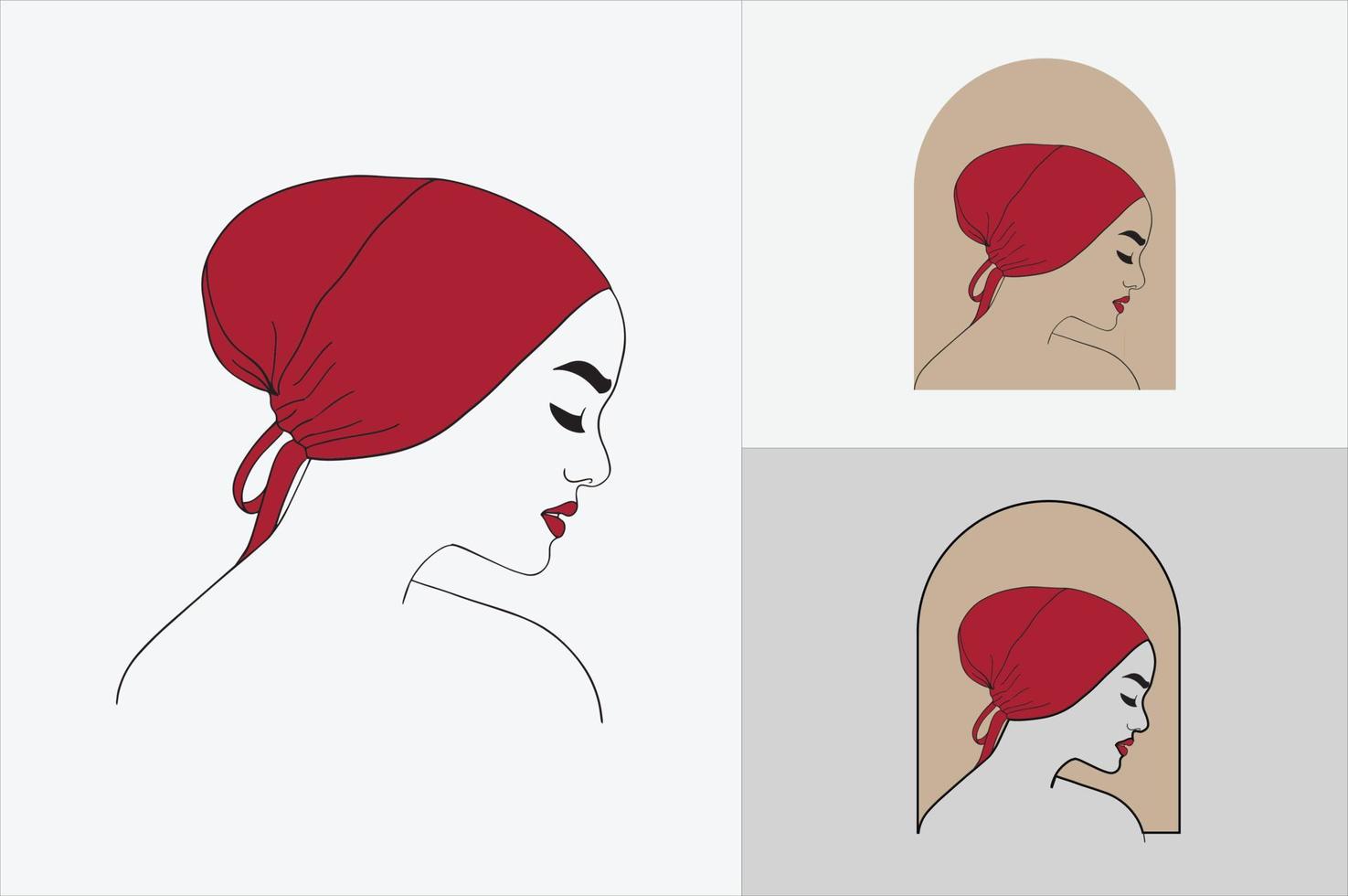 logo de belles femmes turban dessiné à la main vecteur