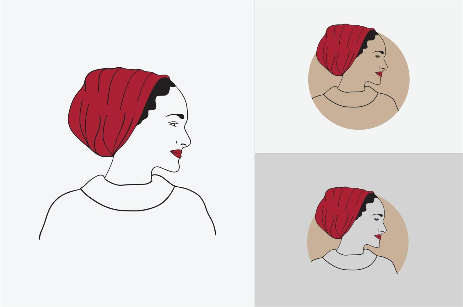 logo de belles femmes turban dessiné à la main vecteur