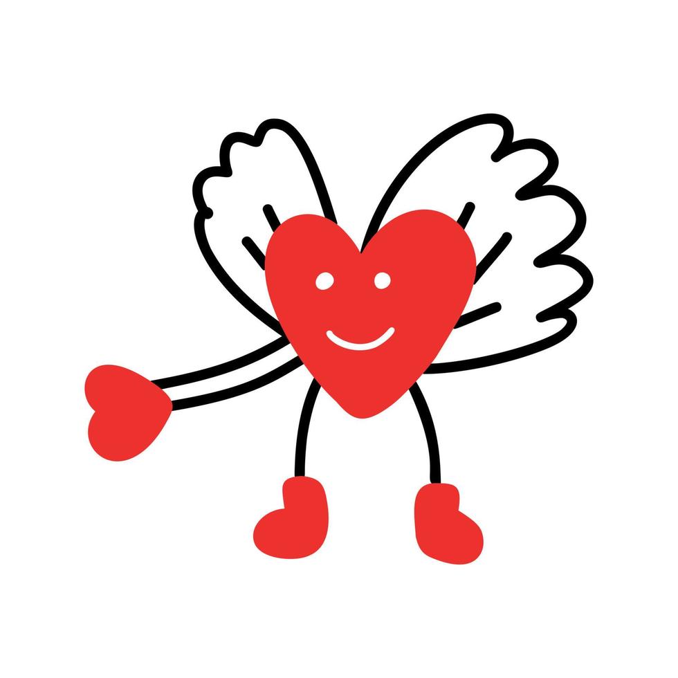 coeur mignon avec des ailes. symbole du coeur de l'amour. illustration pour la saint valentin vecteur