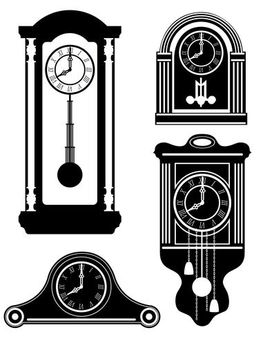 horloge vieux rétro icône vintage vector stock illustration contour noir silhouette