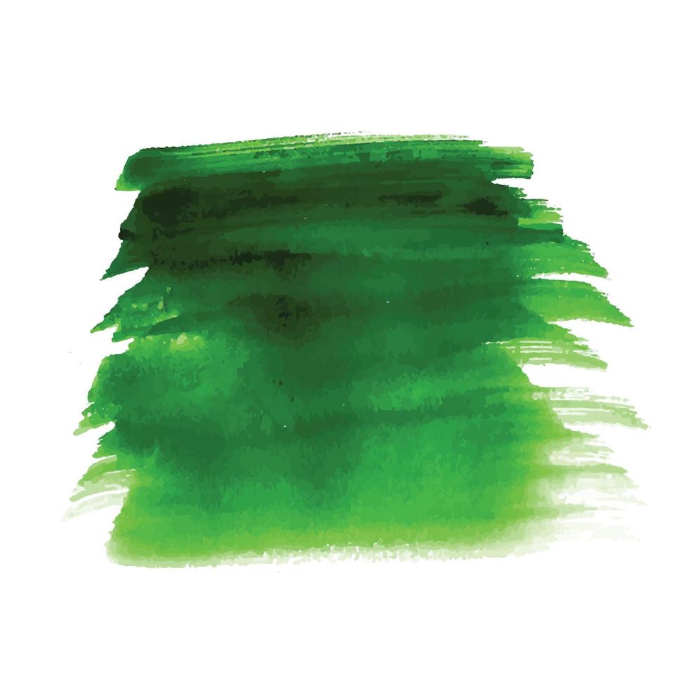 dessin à l'aquarelle de coup de pinceau vert à la main vecteur