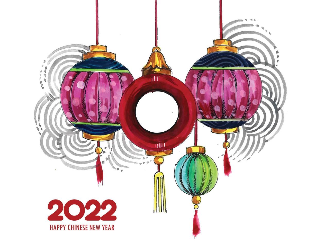 décoratif nouvel an chinois 2022 pour fond de carte de voeux lanterne vecteur