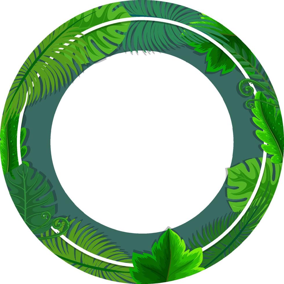 cadre rond avec des feuilles vertes tropicales vecteur