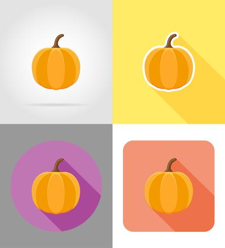 citrouille d&#39;Halloween icônes plates vector illustration