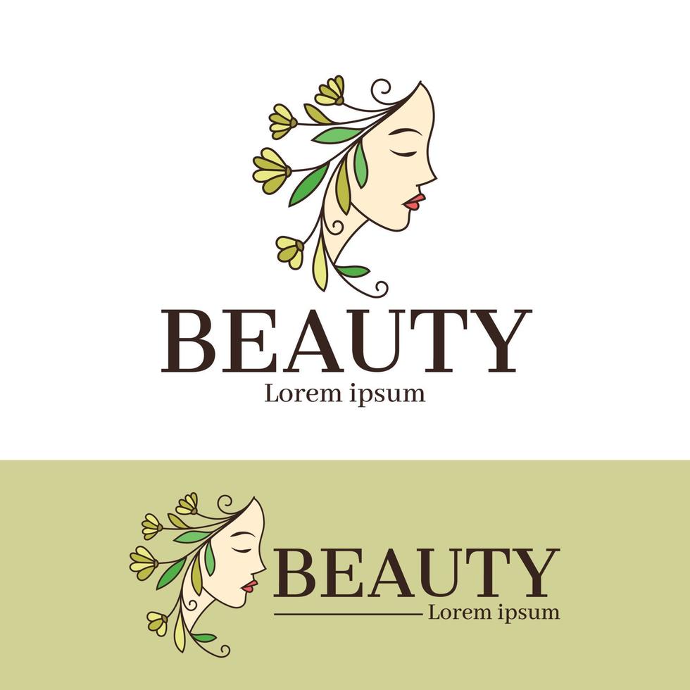 modèle de conception de logo naturel belle femme vecteur