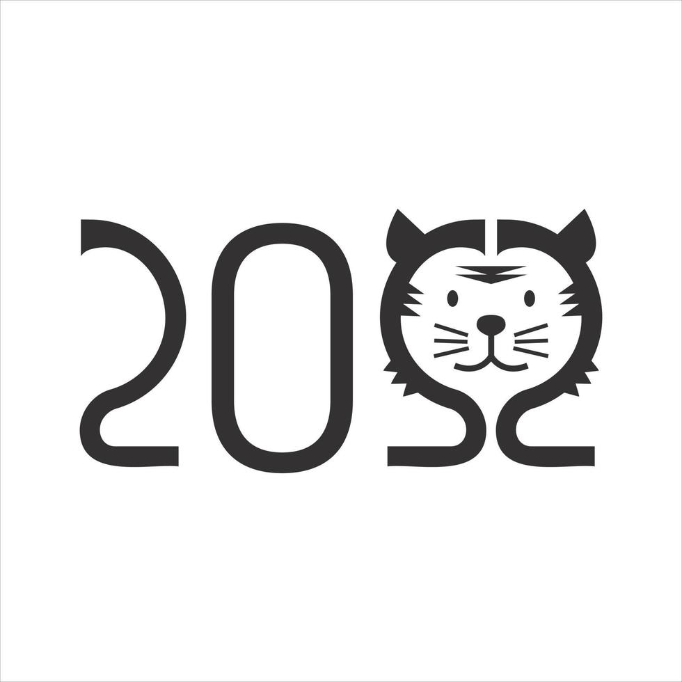 Symbole de tête de tigre moderne 2022 sur le design du nouvel an chinois. élément de vecteur