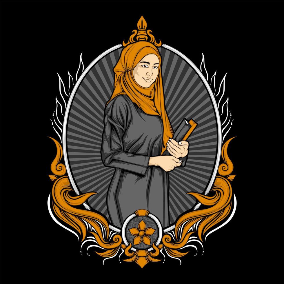 illustration de fille de hijab de ramadan vecteur