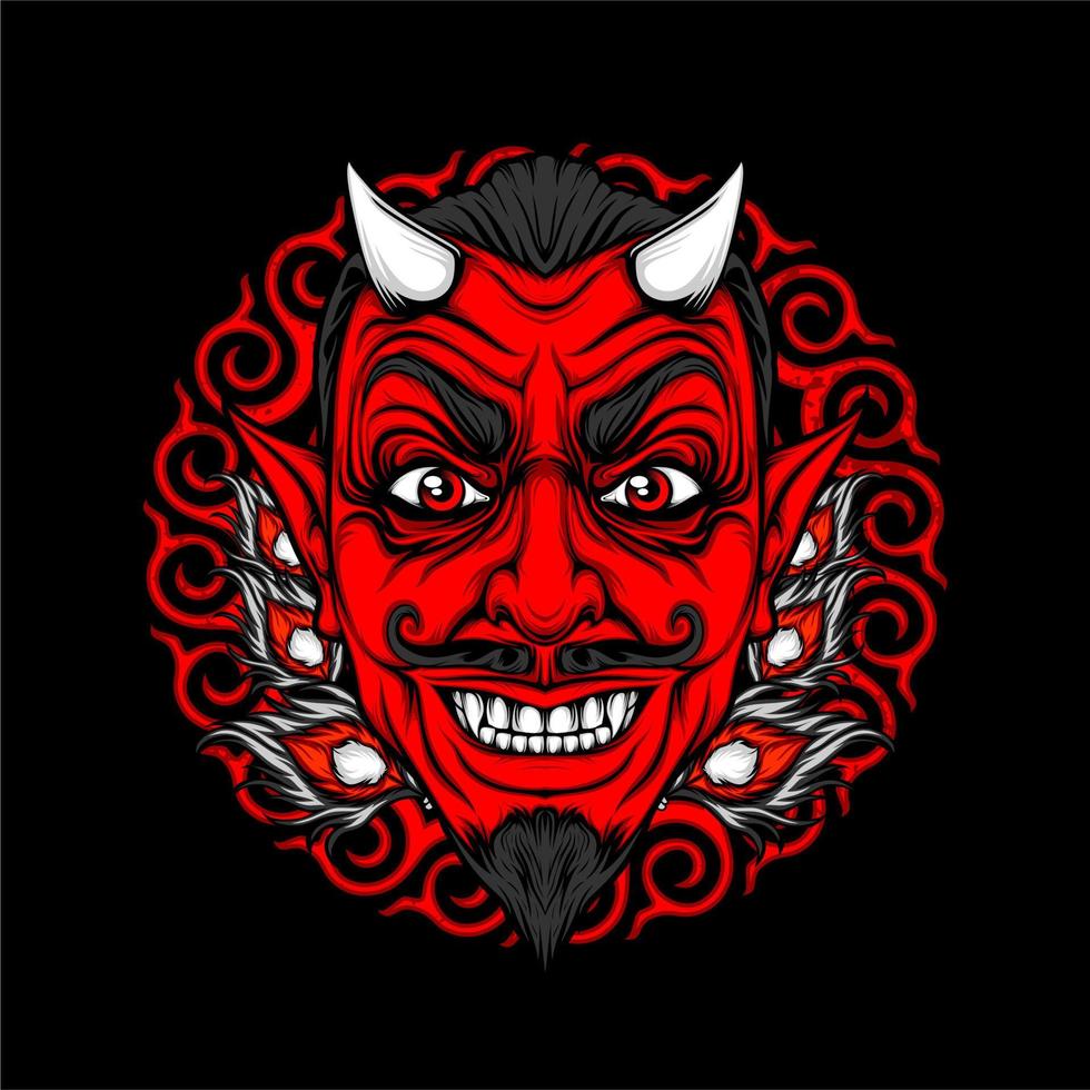 visage du diable miling avec un arrière-plan génial vecteur