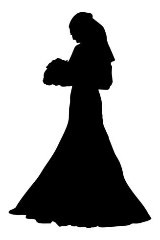 illustration vectorielle de mariée silhouette réaliste vecteur