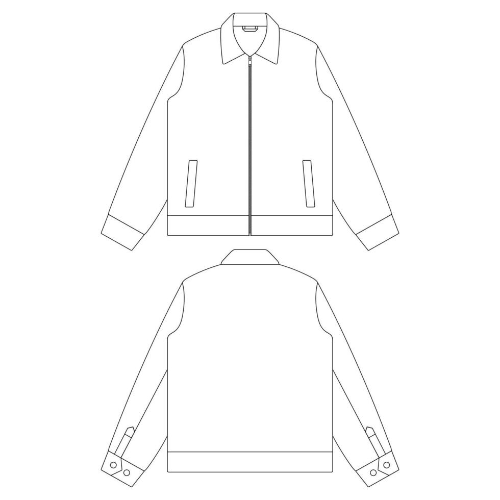 Veste zip modèle vector illustration croquis plat contours de conception