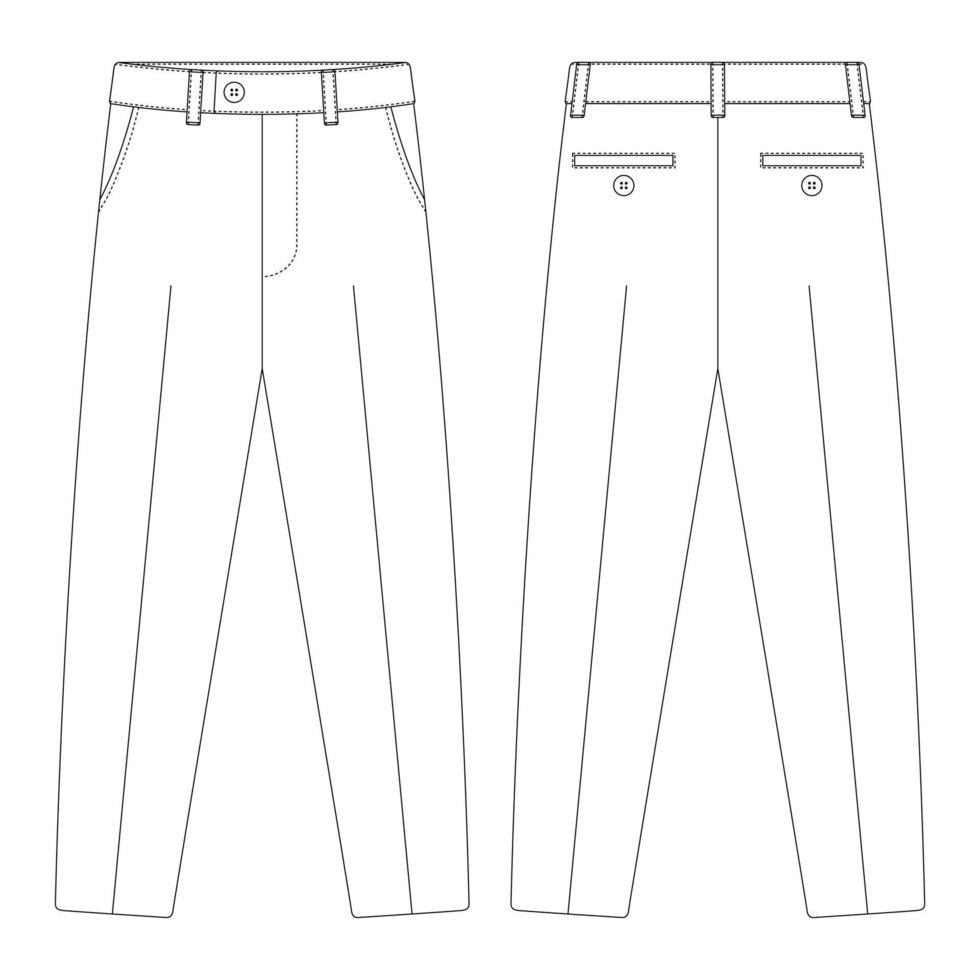 Tailleur pantalon pantalon modèle vector illustration design plat vêtements contour