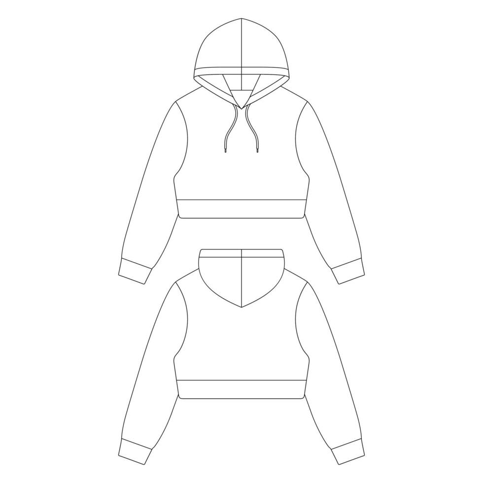 Sweat à capuche recadrée modèle vector illustration croquis plat contours de conception