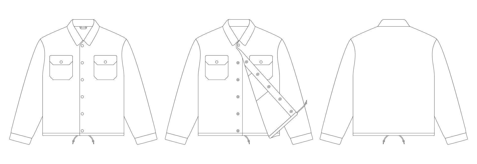 Veste chemise modèle vector illustration design plat vêtements contour