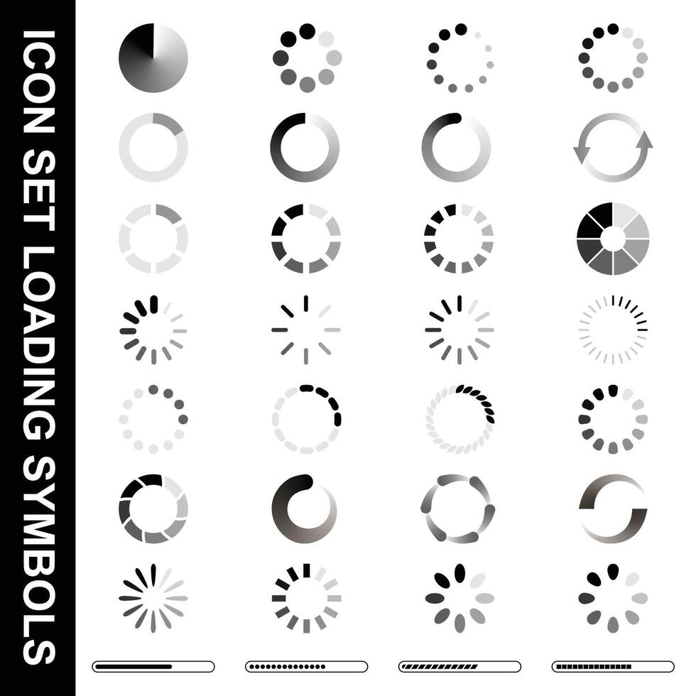 chargement des icônes. charger. vecteur d'icônes de barre de charge