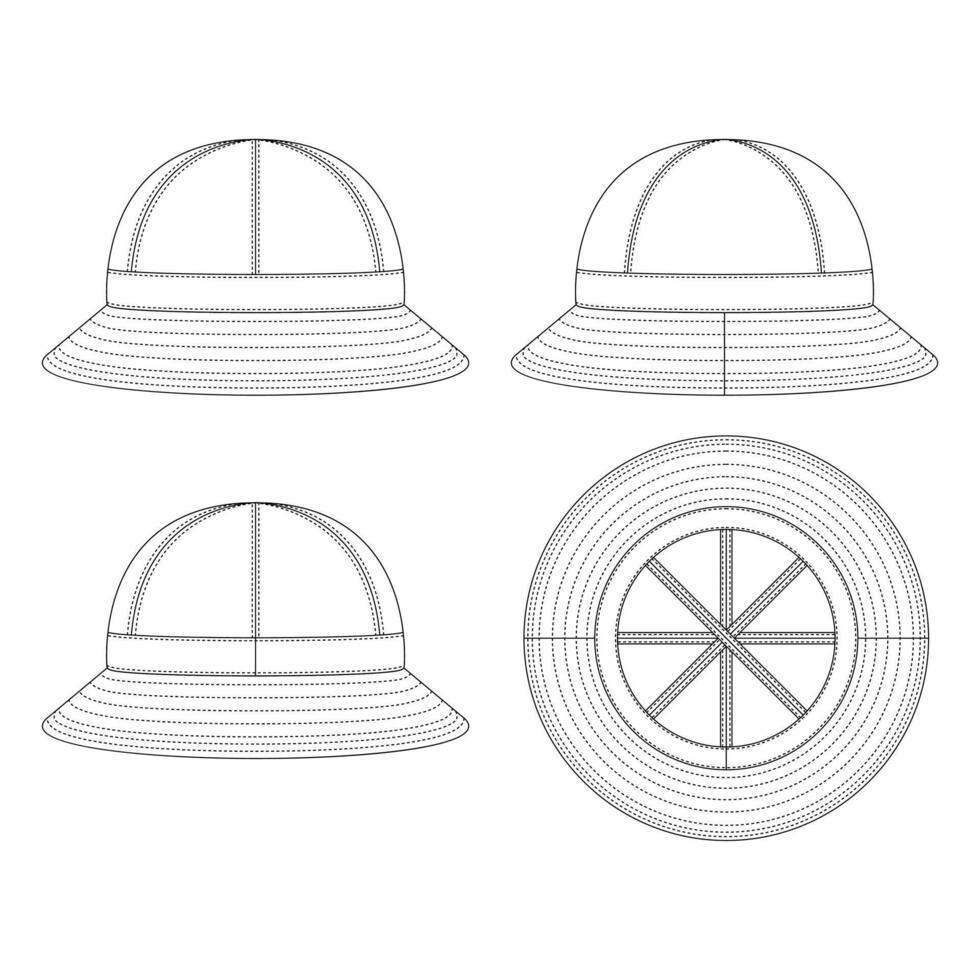 ensemble de modèles chapeau seau vector illustration design plat contour vêtements