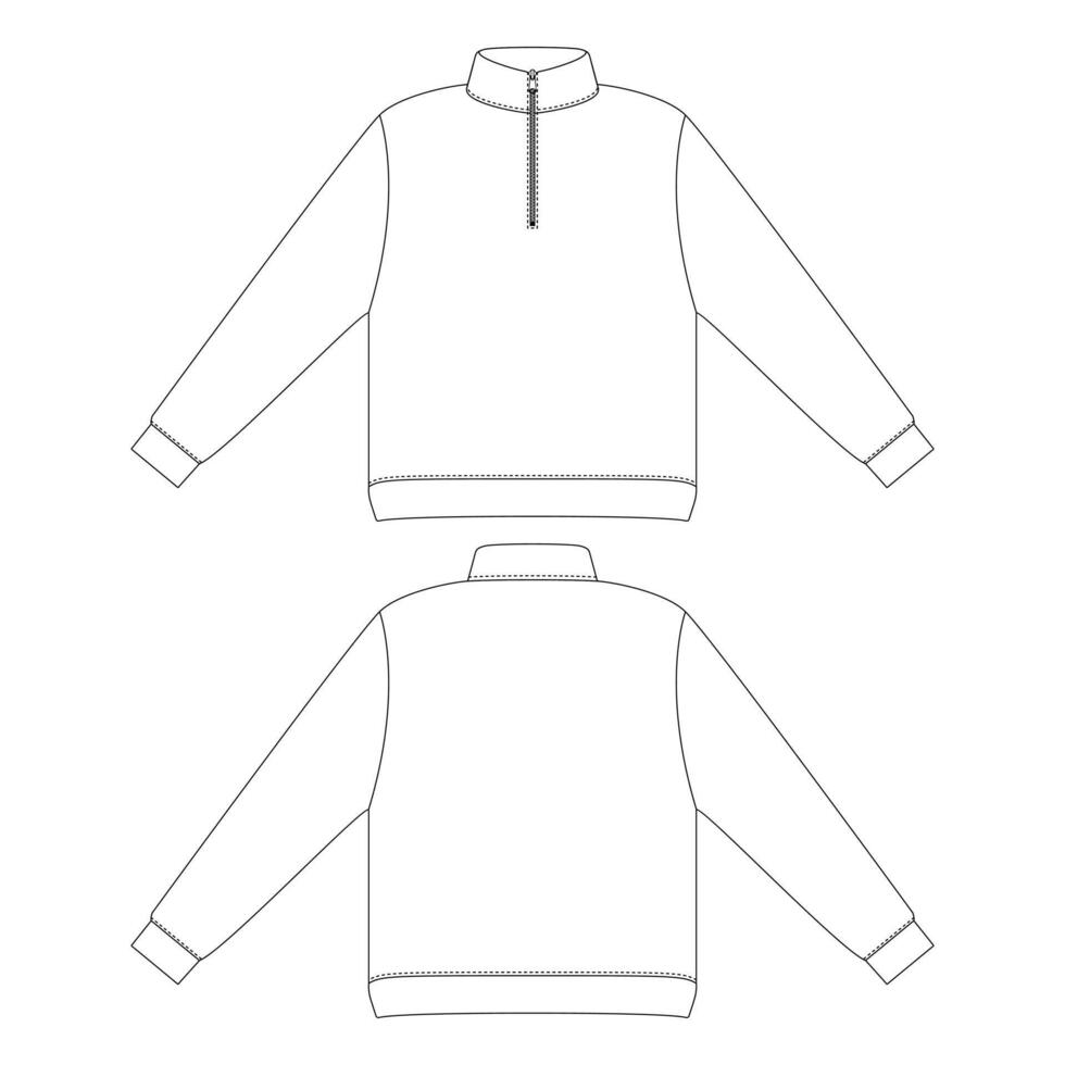 Modèle demi-zip sweat-shirt vector illustration design plat collection de vêtements de contour