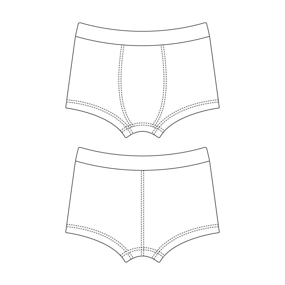 Boxer modèle vector illustration design plat collection de vêtements de contour