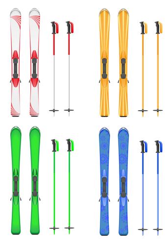 set d&#39;icônes skis illustration vectorielle de montagne vecteur