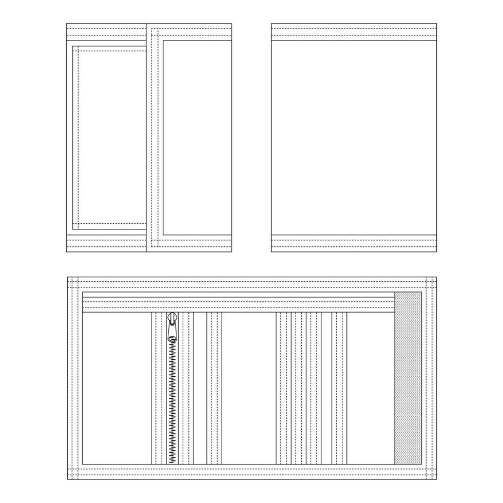 Portefeuille en toile modèle vector illustration design plat collection de vêtements de contour