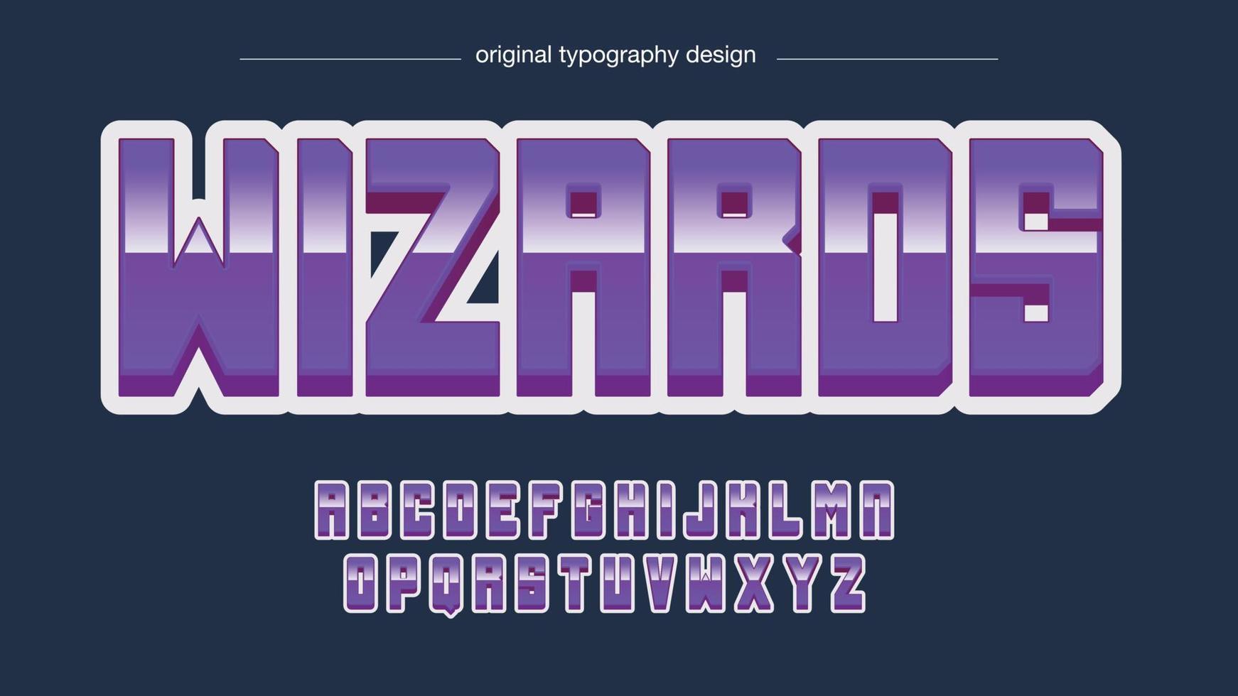 Typographie 3d de sport métallique brillant violet vecteur