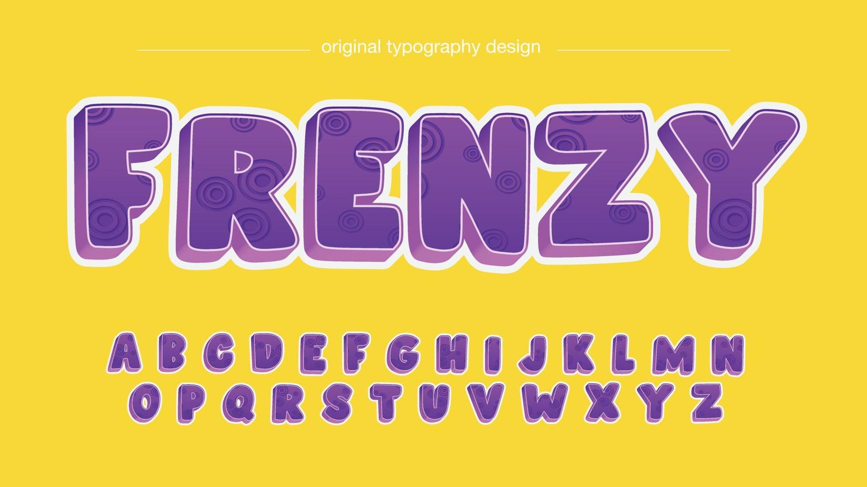 typographie de motif majuscule arrondie de dessin animé violet vecteur