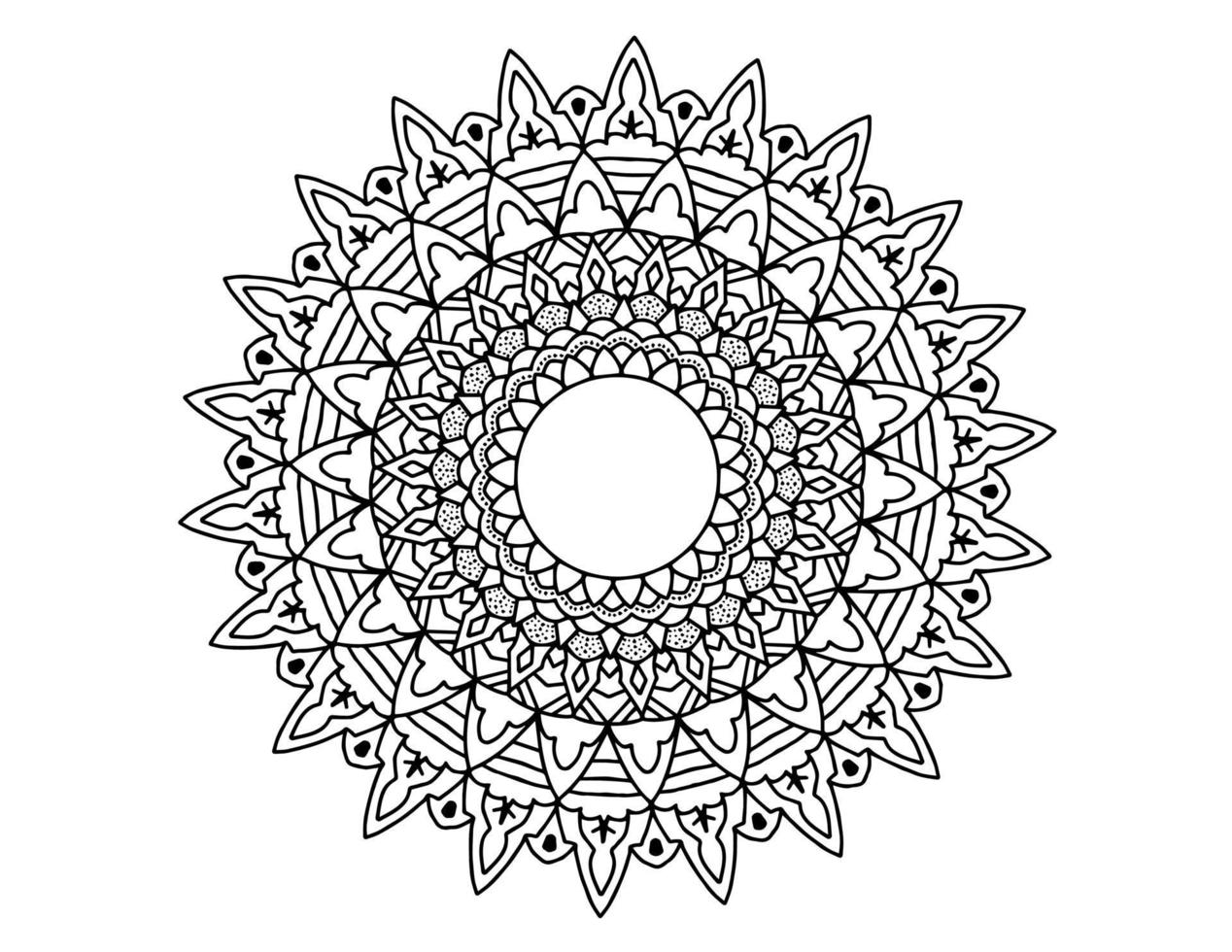 mandala art noir et blanc, coloriage, décoration, vecteur