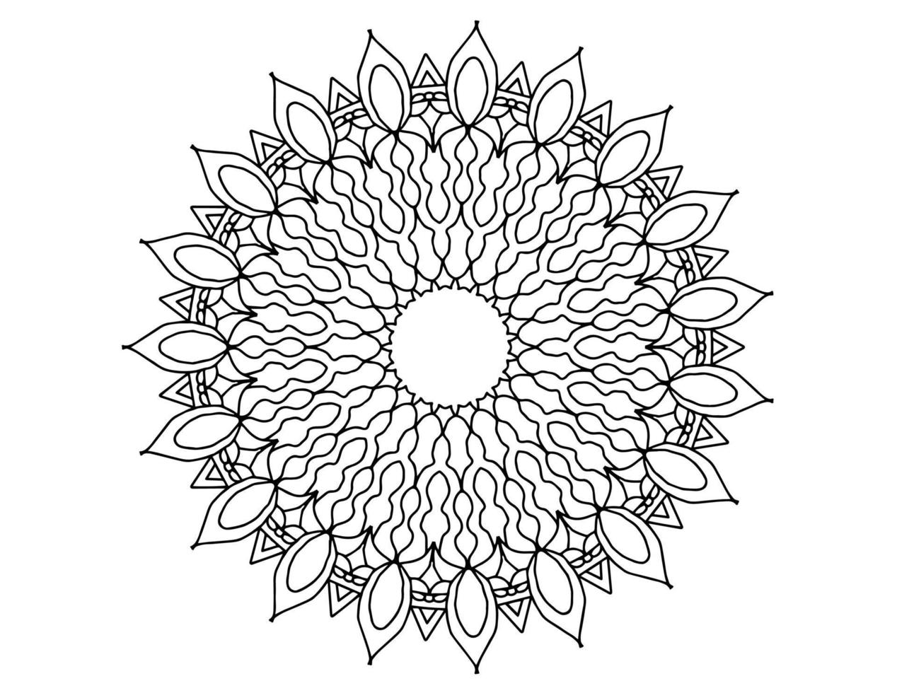 mandala art noir et blanc, coloriage, décoration, vecteur