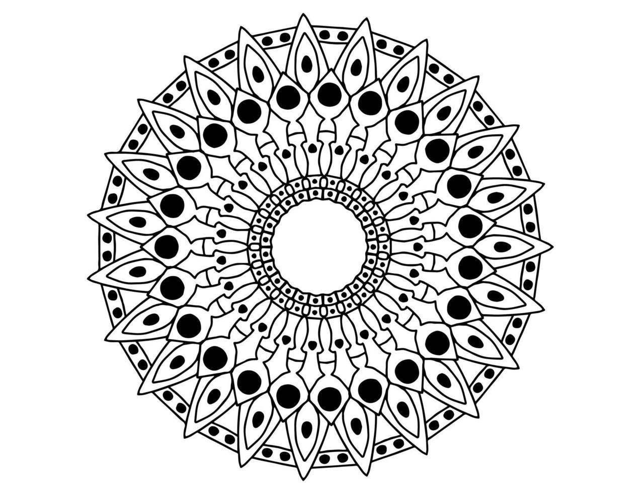 mandala art noir et blanc, coloriage, décoration, vecteur