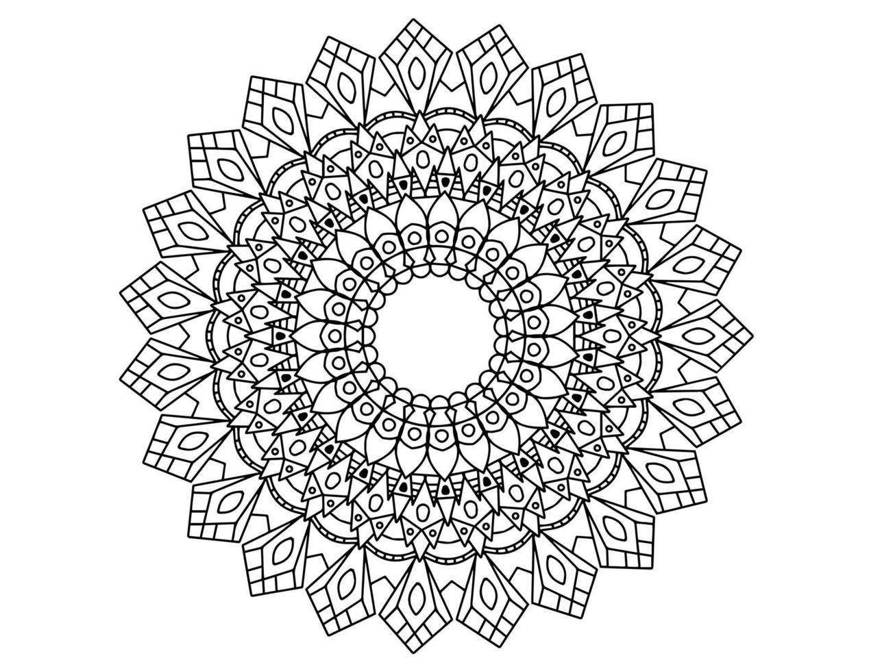 mandala art noir et blanc, coloriage, décoration, vecteur