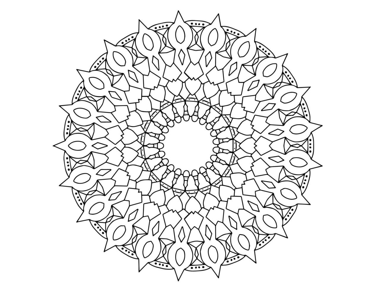 mandala art noir et blanc, coloriage, décoration, vecteur