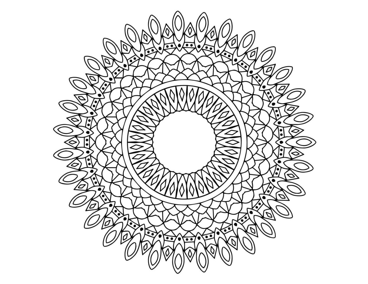 mandala art noir et blanc, coloriage, décoration, vecteur