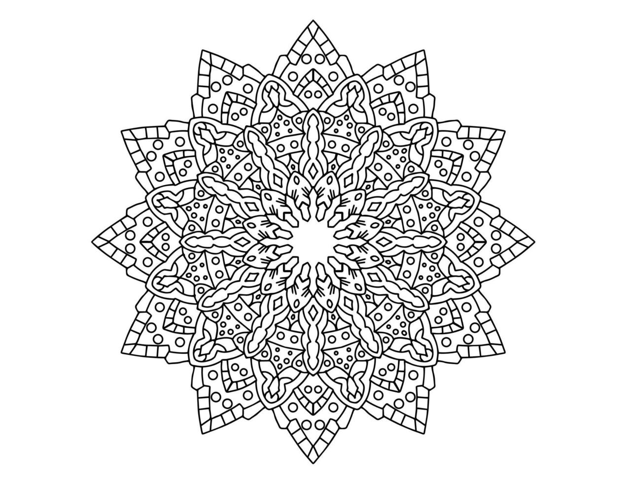 mandala art noir et blanc, coloriage, décoration, vecteur