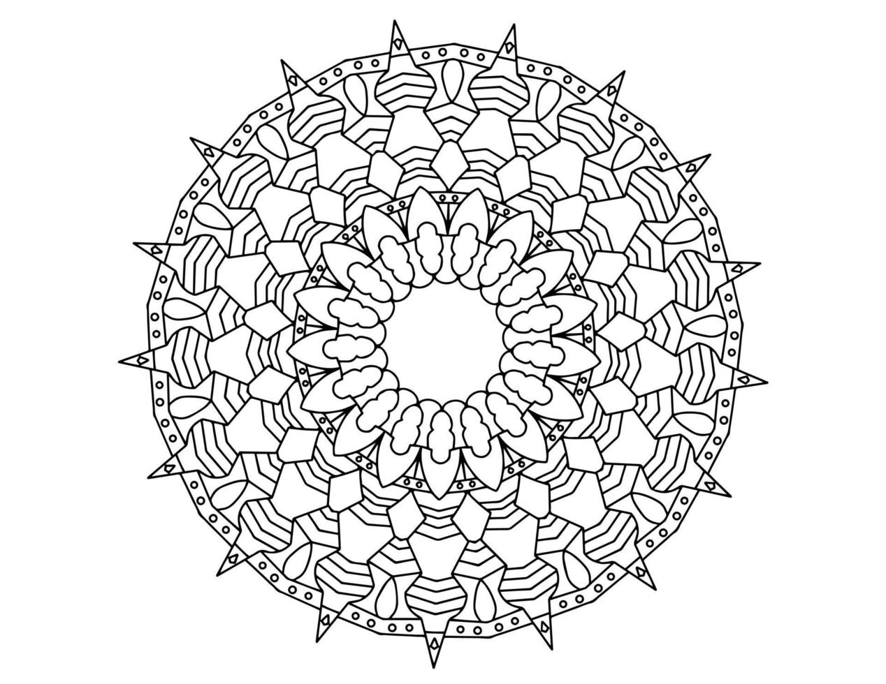 mandala art noir et blanc, coloriage, décoration, vecteur