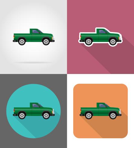 voiture pickup icônes plats vector illustration