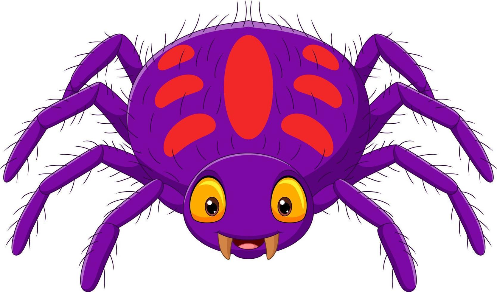 Araignée violette de dessin animé sur fond blanc vecteur