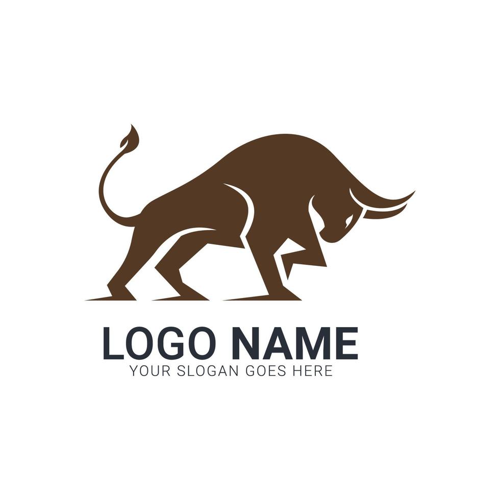 silhouette de taureau brun doré. création de logo de taureau. vecteur