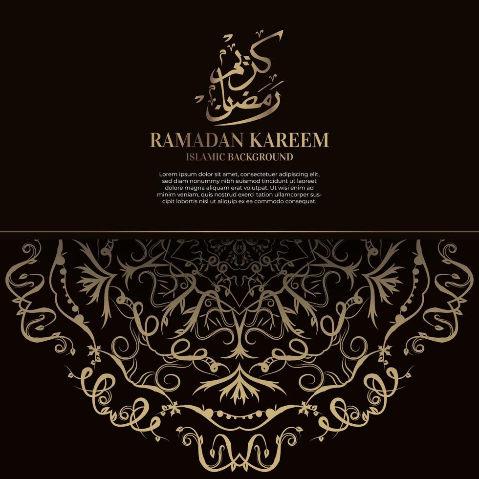 Kareem Ramadan. conception de fond islamique avec calligraphie arabe et mandala d'ornement. vecteur
