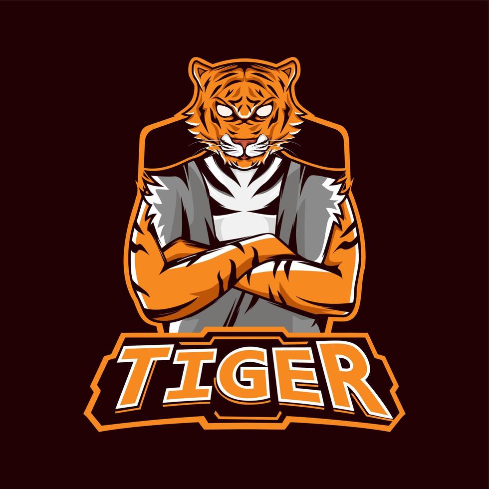 logo de mascotte de jeu esport tigre vecteur