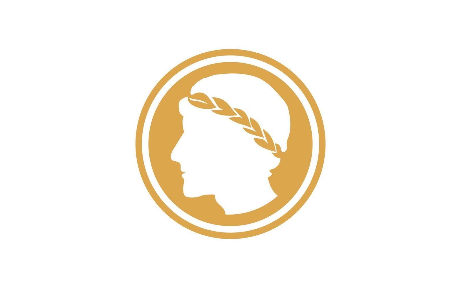 pièce de monnaie grecque antique avec logo de couronne de laurier vecteur