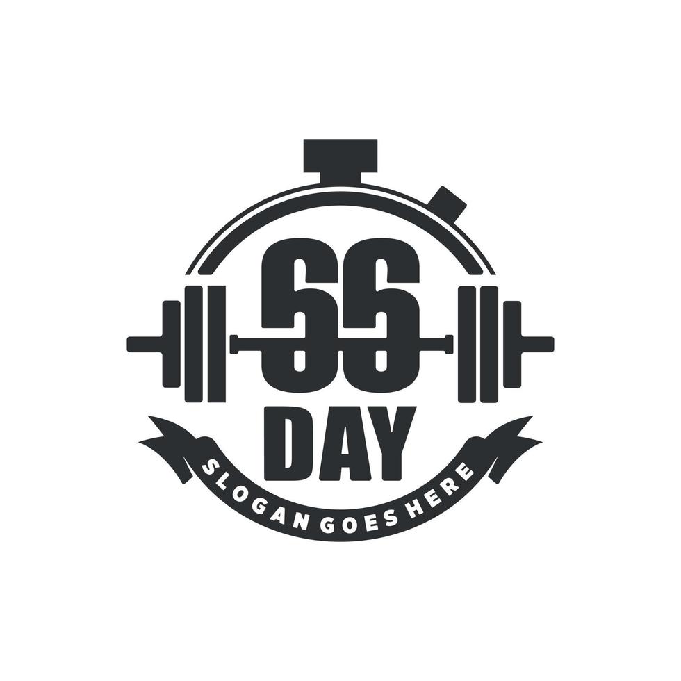 Logo de remise en forme de 66 jours avec combinaison de cercles vecteur