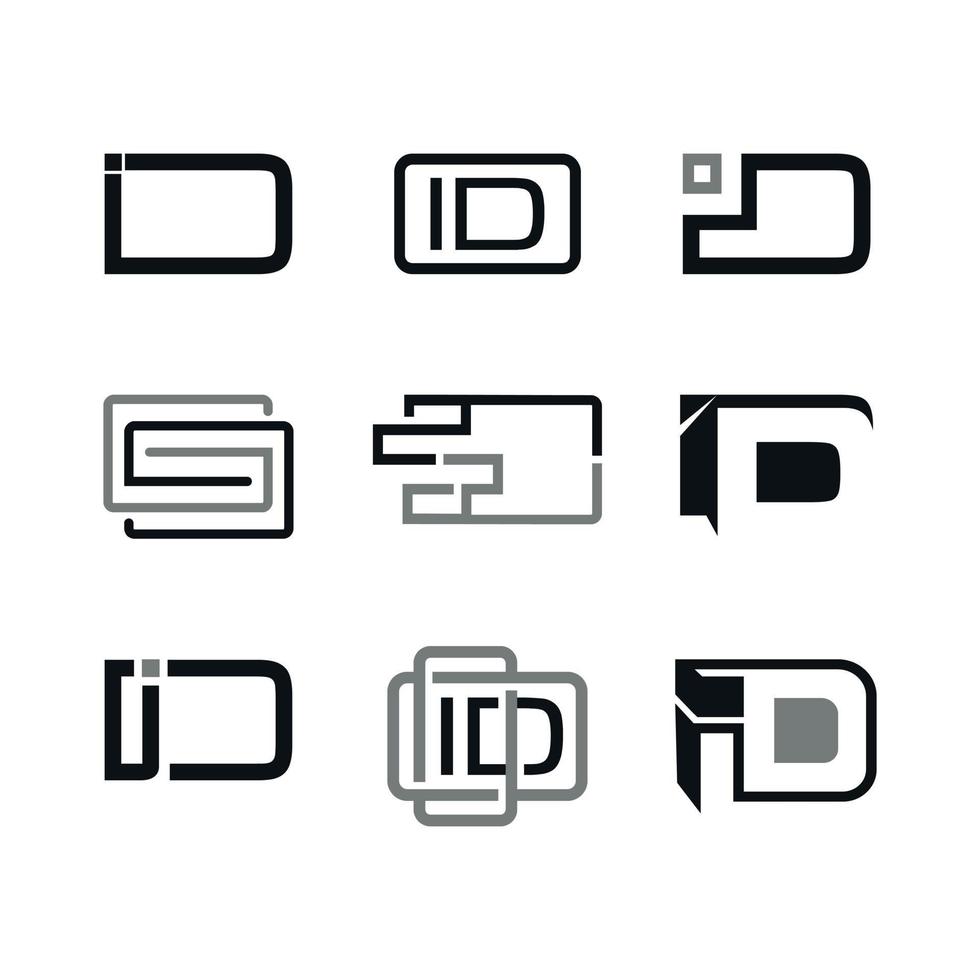 ensemble d'icônes de contour de carte inscrites d'identification de signe de style linéaire pour le concept mobile et la conception web. icône de vecteur de ligne simple de carte d'identité. symbole, illustration de logo. graphiques vectoriels parfaits en pixels