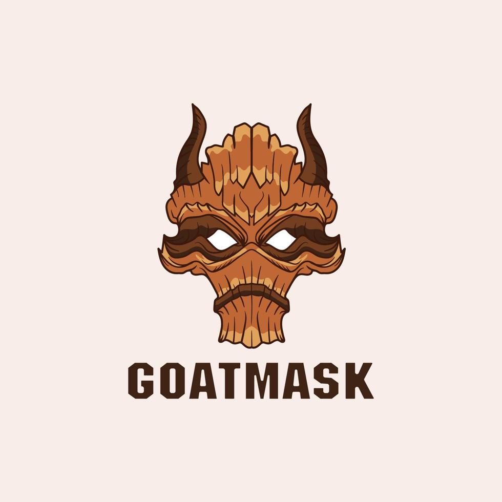 création de logo de mascotte homme en bois avec des cornes brunes comme un masque, icône, illustration vectorielle vecteur