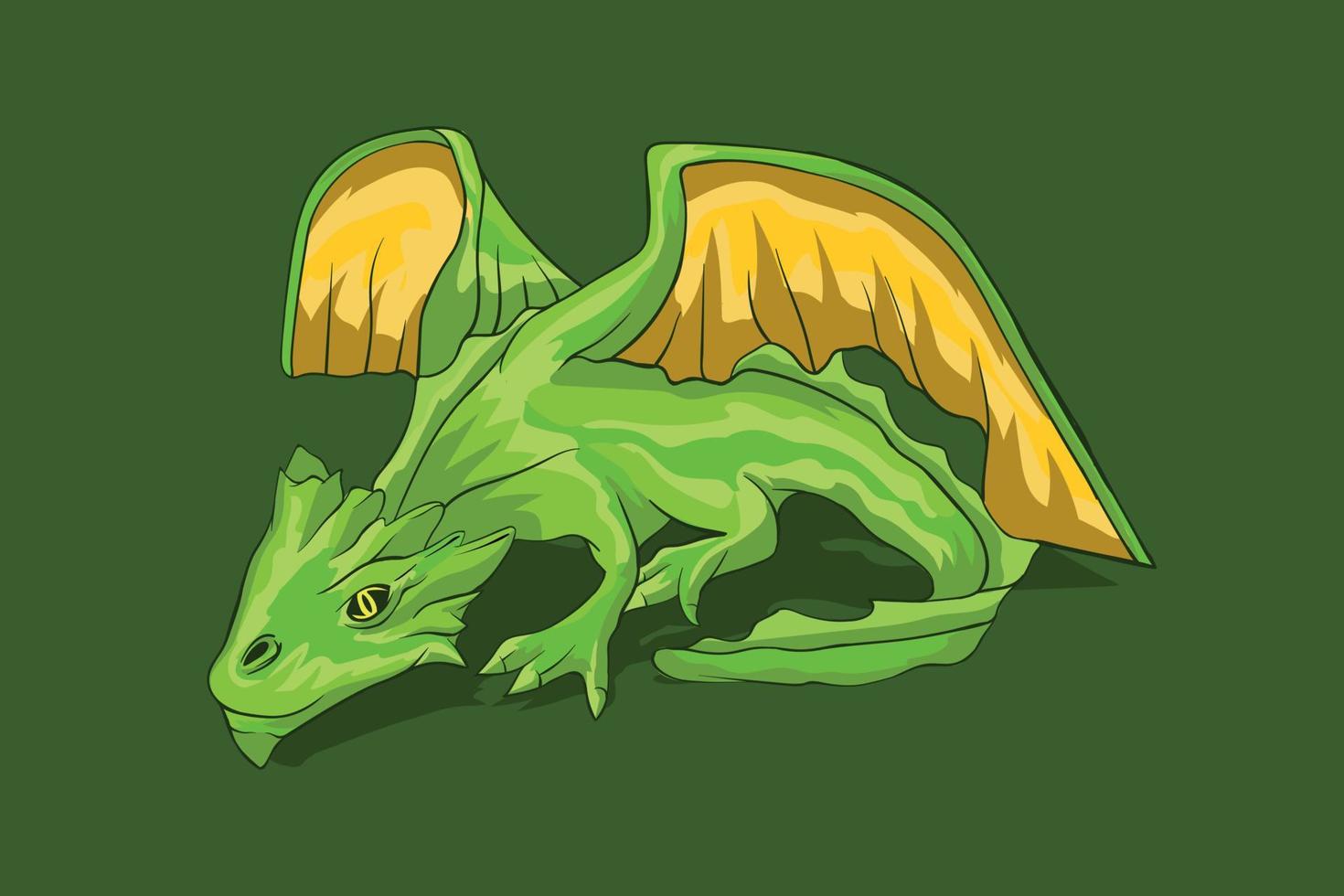 le logo du dragon vert est allongé vecteur