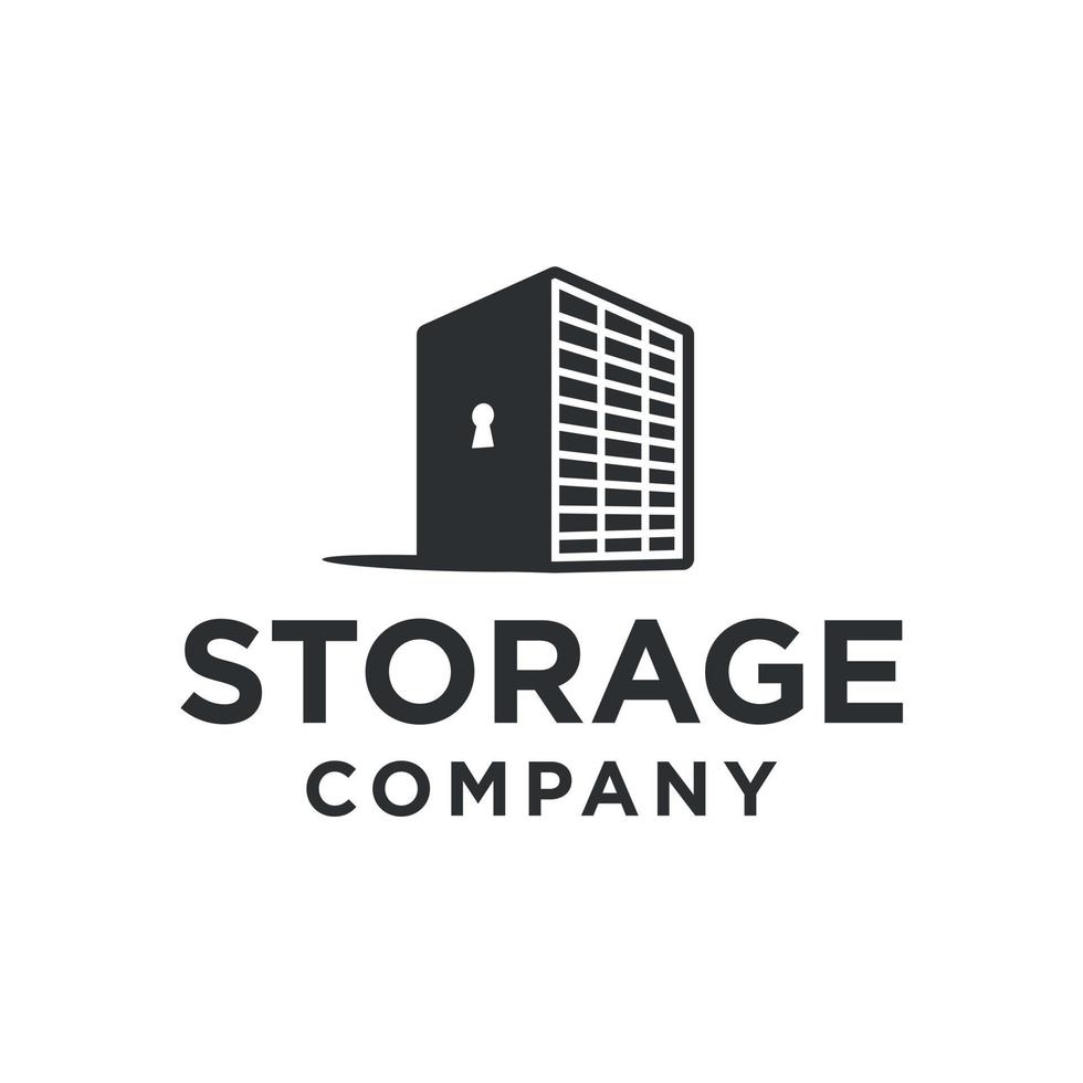 conception de logo de stockage, salle secrète, conteneur de boîte vecteur