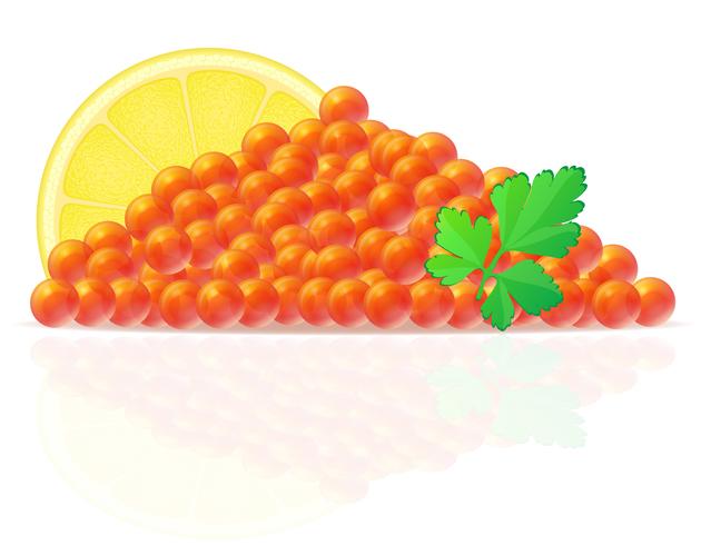 caviar rouge avec illustration vectorielle citron et persil vecteur