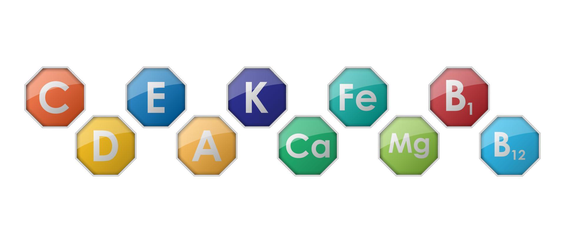 complexe de vitamines et minéraux essentiels, médecine et santé, illustration vectorielle vecteur