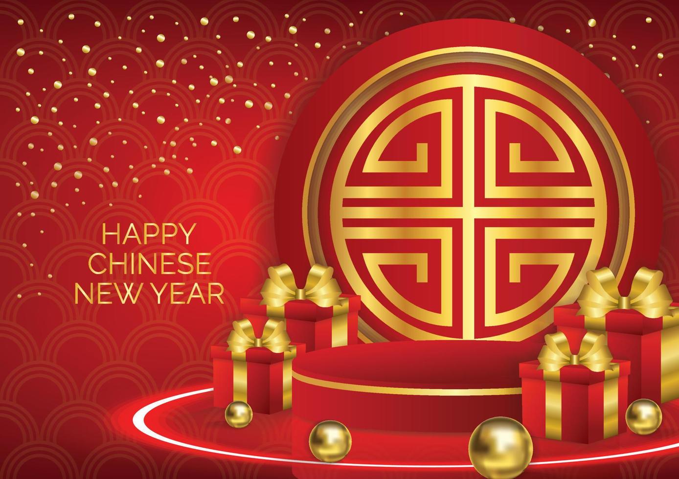 conception de bannière rouge et or du nouvel an chinois pour site web vecteur