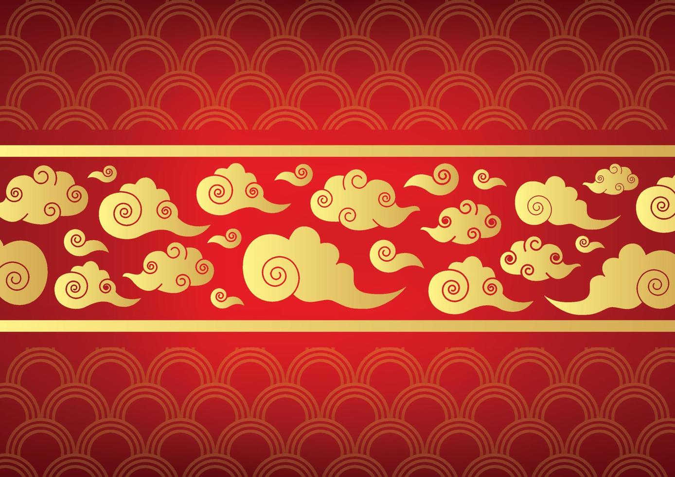 vecteur de nouvel an chinois fond rouge et or
